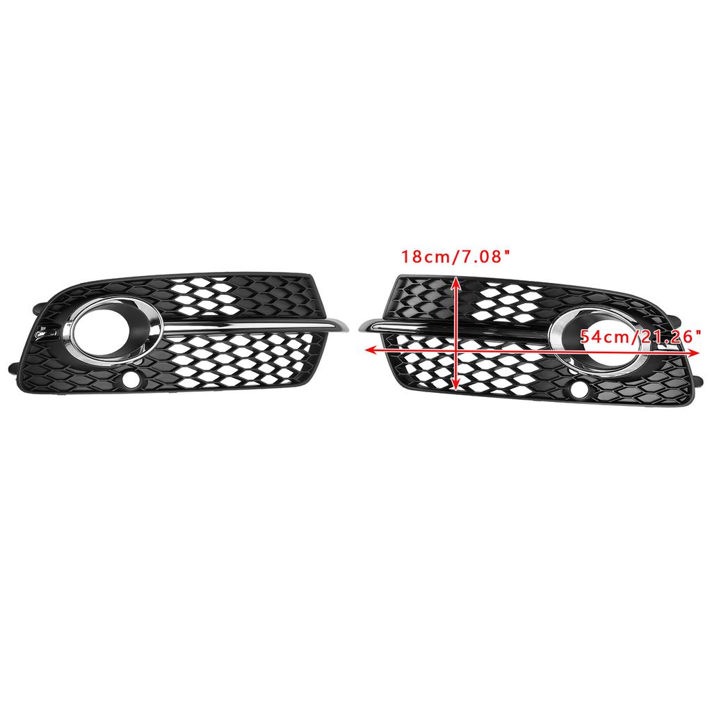 Front Bumper Fog Light Grille 8R0807682N 8R0807681S Fit Q5 S-Line SQ5 2013-2017 Black Chrome