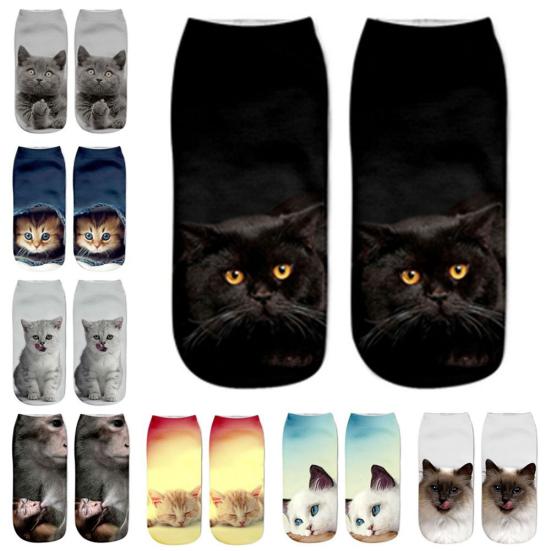 Women's Men's Fashion Animal Cute 3D Cat Printed Casual Soft Ankle Socks
