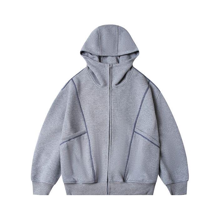 Women's Petite Gray Sweatshirt Jacket - 2025 Korean Style Autumn Winter Versatile Commuting Outfit