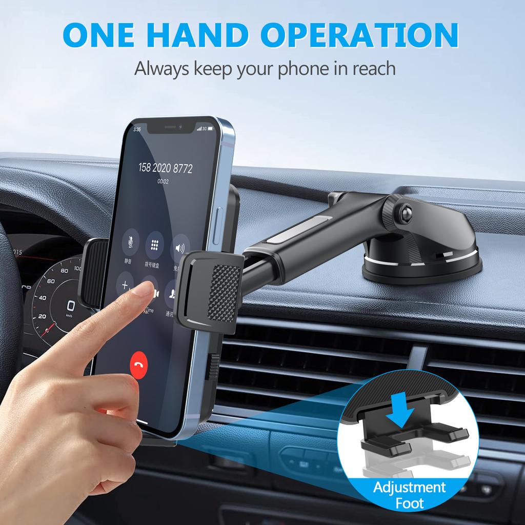 ML236 Car Phone Holder 360 Degree Rotation Extendable Suction Cup Mobile Mount for Windshield Dashboard