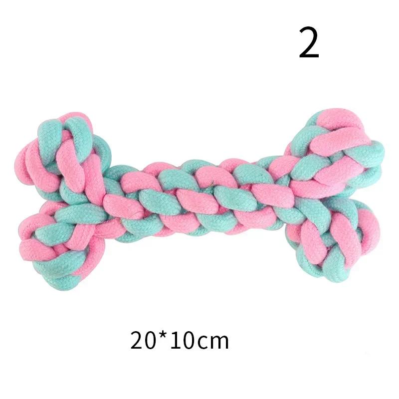 JUSTINLAU Pet Toys Anti-bite Teeth Cleaning Toys Pink Blue Mini Ball Cotton Knot Tooth-grinding Toys for Dogs Home Pet Supplies
