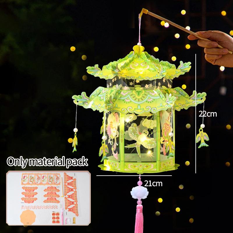 Mid Autumn Festival Lantern Palace Shape DIY Lantern Handmade Luminous Lamp Holiday Hanging Light Decor Birthday Gift Lanterns