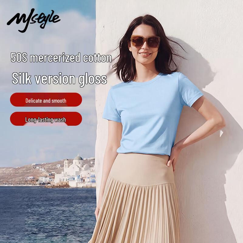 MJ STYLE Women s Mercerized Cotton Short Sleeve T-Shirt S