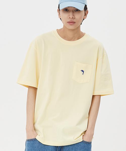 Dolphin Wave Apparel Dolphin Embroidered Patch Pocket T-Shirt Yellow/M