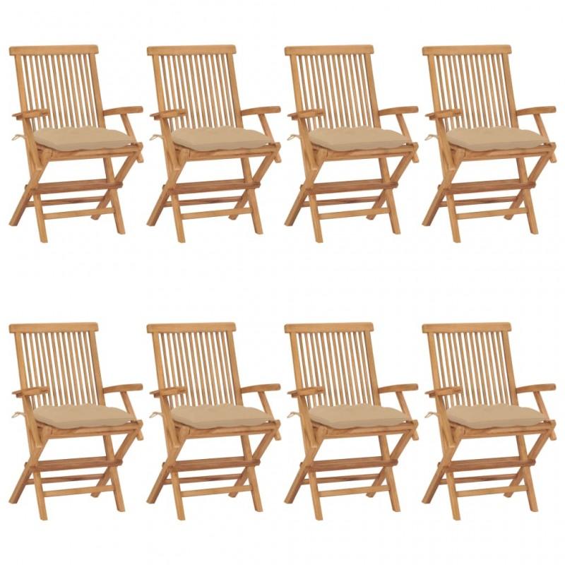 Day and Night - Day and Night Garden Chairs 8 Units Solid Teak Wood with Beige Cushions