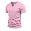 Men Casual Summer Loose V Neck Short Sleeve Solid T Shirt