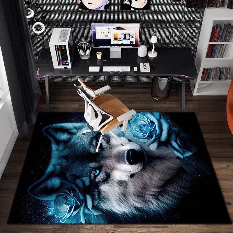 

1Pc wolf theme Printed circular carpet, home door mat, outdoor travel protection carpet B3 40x60cm( 15x23in )