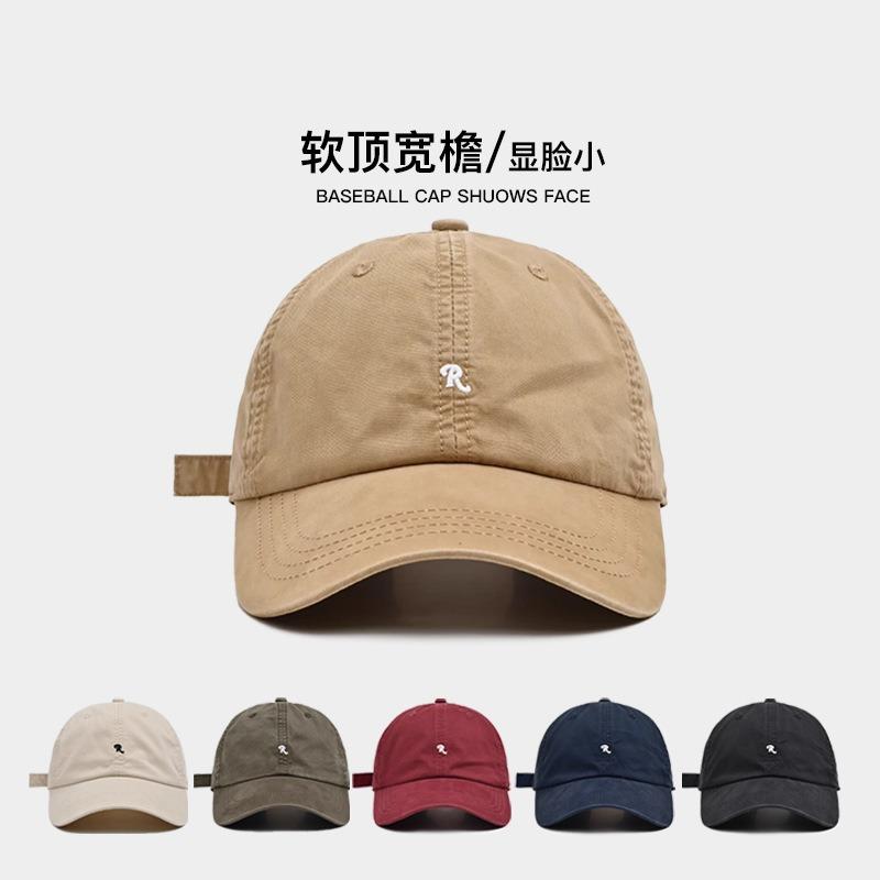 R standard embroidered soft-top baseball cap for women, small face, summer visor hat for men, four-season deep top cap