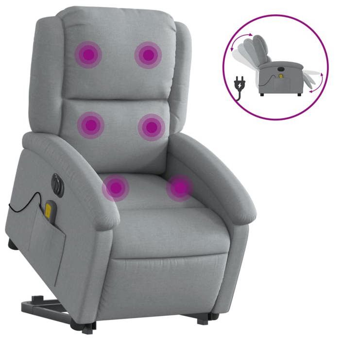 VidaXL Electric Massage Recliner, Relaxation Chair with Adjustable Backrest and Footrest, Seat of 3204200