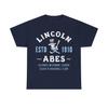 Unisex Shirt Cotton Oversize Large Size Lincoln Abes Est 1910 Illinois Baseball T-shirt