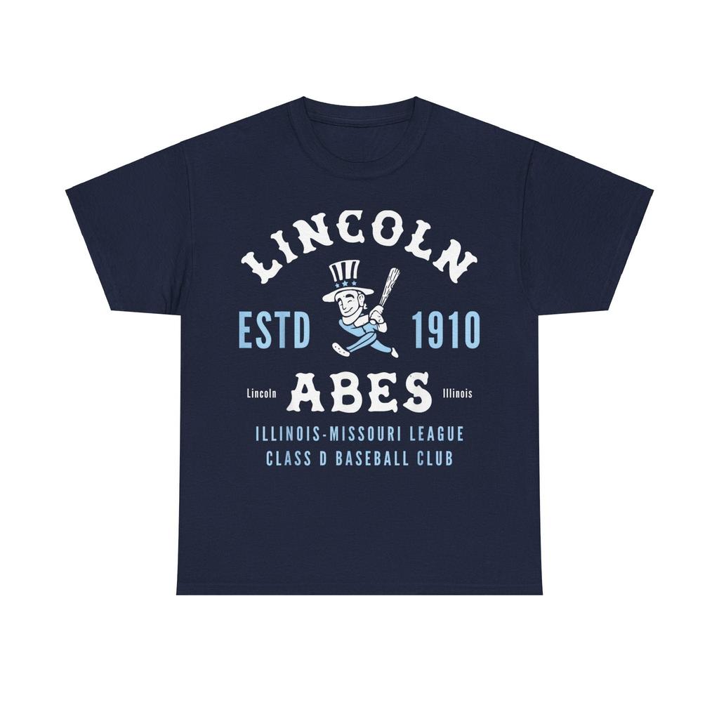 Unisex shirt Cotton Oversize Large Size Lincoln Abes Est 1910 Illinois Baseball T-shirt