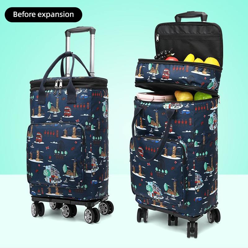 Telescopic Trolley Bag Supermarket Shopping Bag Folding Portable Lightweight Universal Wheel Travel Bag