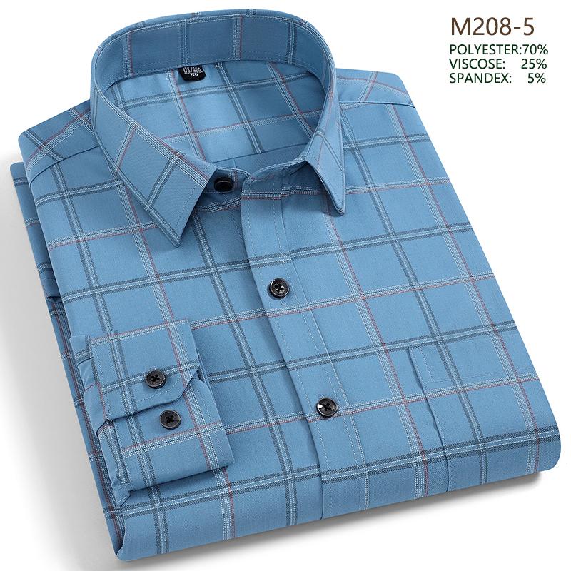 Men's Long Sleeve Shirt Non Ironing Plus Size Plaid Stripes Business Casual Dress Shirt Stylish Office Wear For Elegant Men