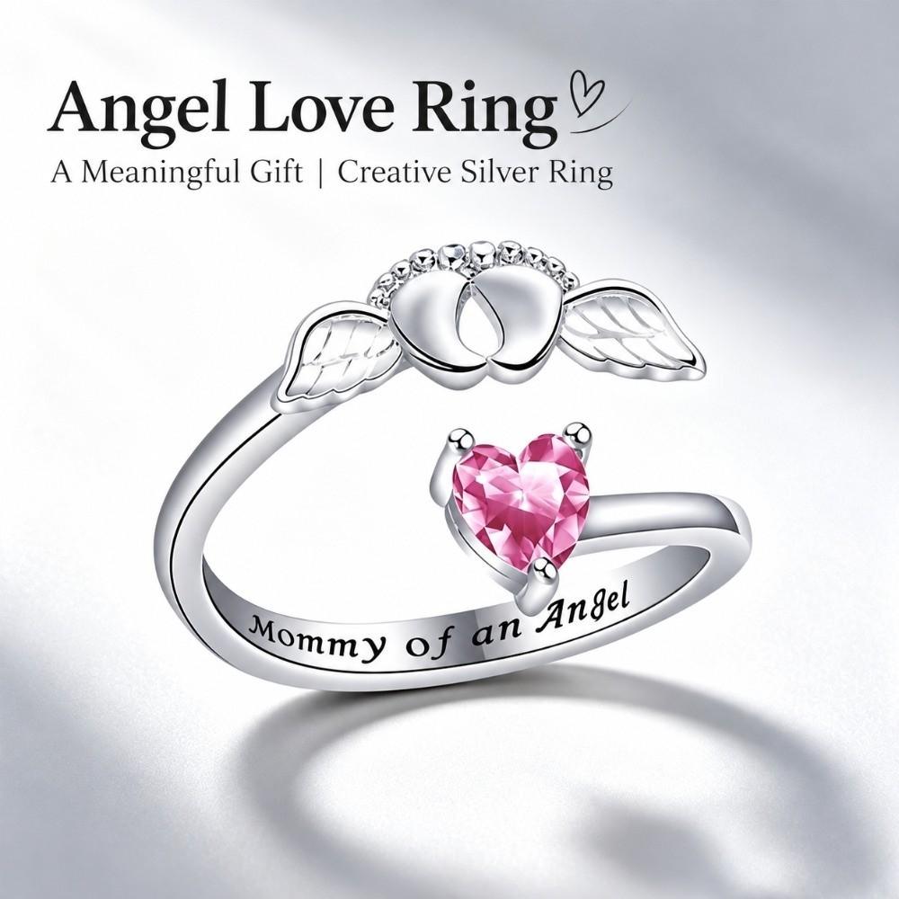 Rhinestone Embellished Rhinestone Heart Ring Adjustable Fashion Band Open Adjustable Ring  Casual