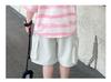 Children's Handsome Summer 2026 Casual Letter Stripe Short Sleeve Two-Piece Set