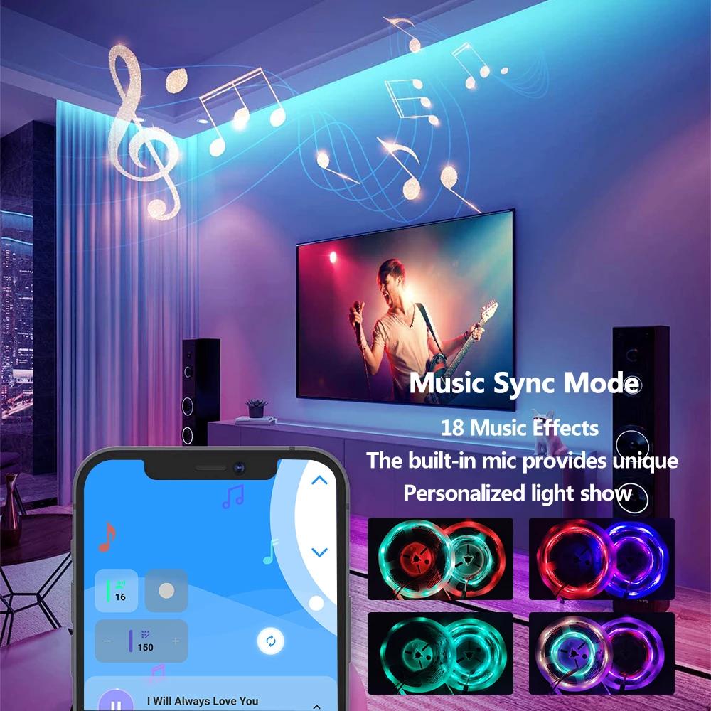 Led-streifen RGBIC Licht Bluetooth luces Leuchtende Für Weihnachten Wohnzimmer Dekoration Band Beleuchtung Flexible Lampe