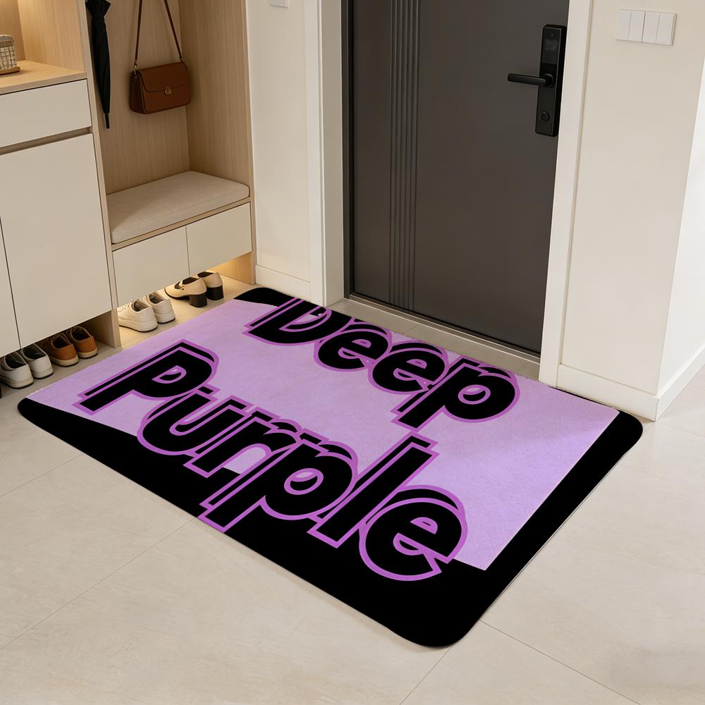 

band D-Deep Purple Floor Mat Flannel Door Mat Non-Slip Absorbent Washable Indoor Home Rug 40x60cm