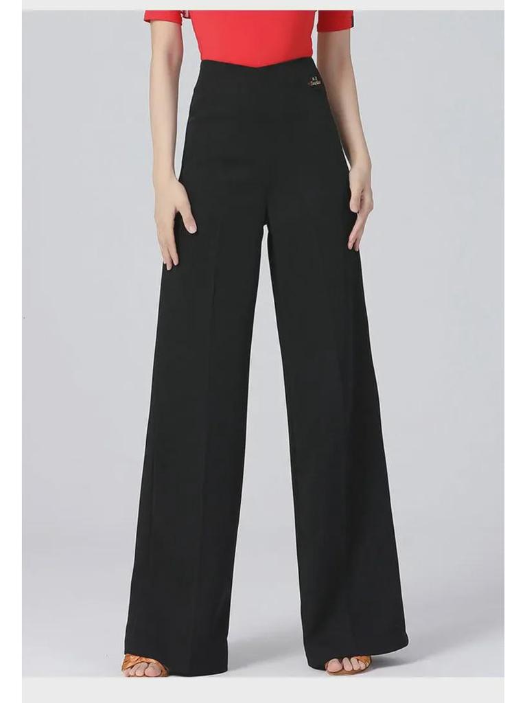 Women's Modern Wide-Leg Latin Dance Pants - High Waist Ballroom & Jitterbug Trousers.