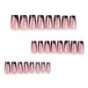 Valentine’s Day Medium Square Press On Nail with Brown French Heart Designs Stick On Nail Decoration for Women