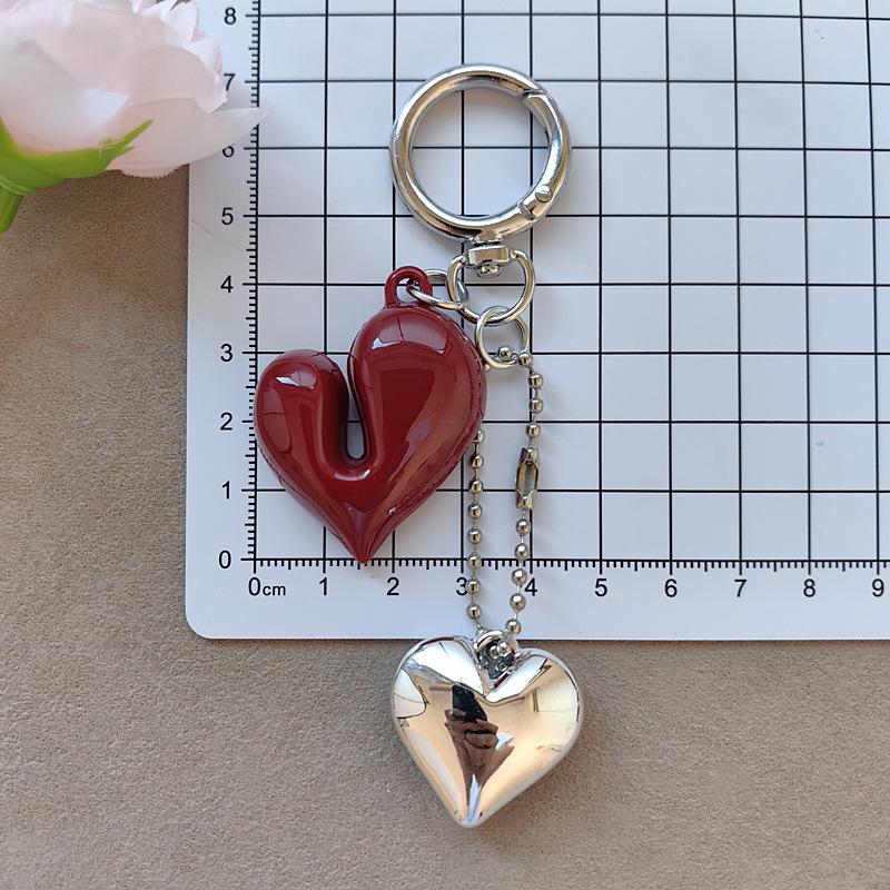 Y2k Key Chains Cute Acrylic Bowknot Pendant Keyring Red Bow Key Chain High Quality Heart Pendant Keychain For Car Decoration