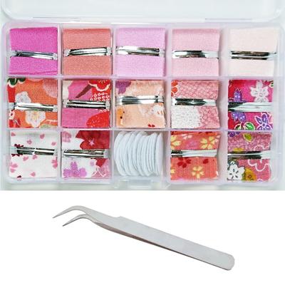 Chirimen Tsumami Zaiku Mini Fabric Set Japanese Handmade DIY Hair Small Craft Floral Solid Japanese Kimono Pink [seriction] (Includes Tweezers) -