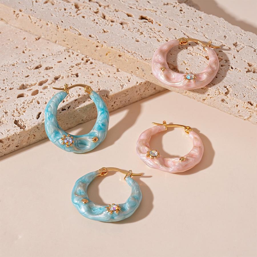 Vintage oil drip with diamonds irregular geometric earrings simple earrings