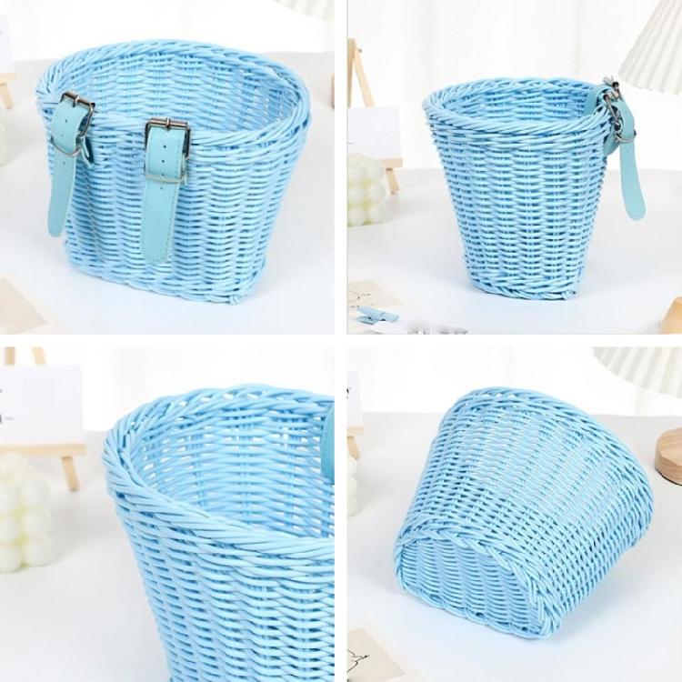 Plastic Wovens Bicycles Basket Detachable Wicker Front Handlebars Bikes Basket