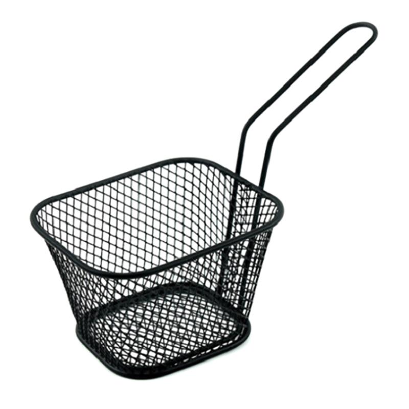 

1 шт. корзина для жарки из нержавеющей стали, многофункциональная мини-корзина для жарки картофеля фри, креативная квадратная корзина для жарки с разделением масла чёрный