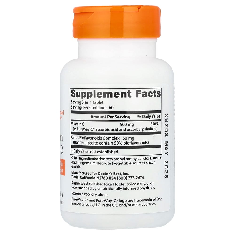 Doctor's Best High Absorption Vitamin C with PureWay-C 500mg, 60 Tablets