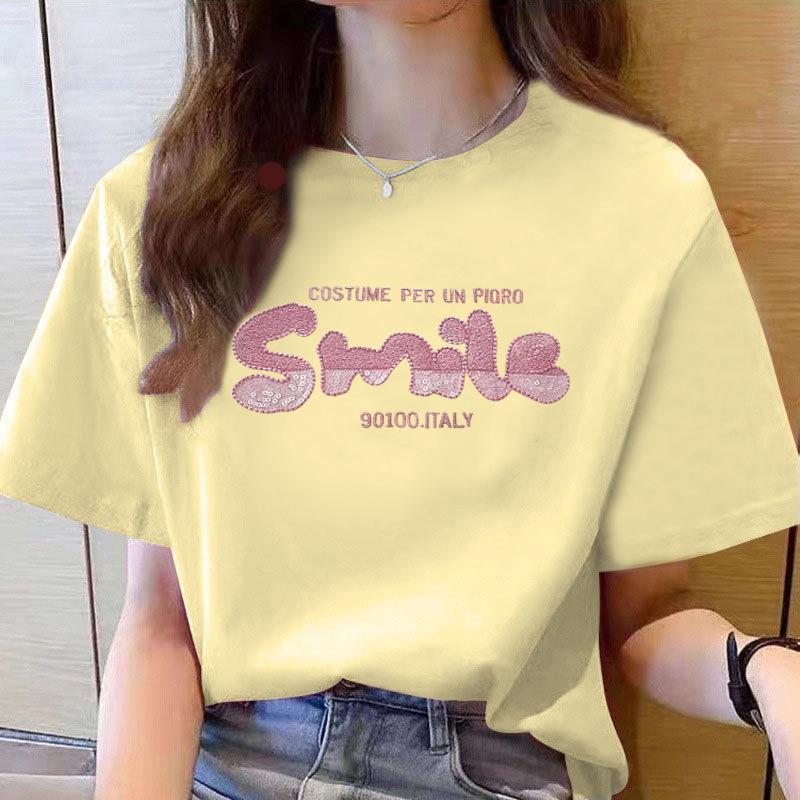 VEZFAA Damenmode Casual Sommer Frühling Kurzarm O-Ausschnitt Blusen & Hemden