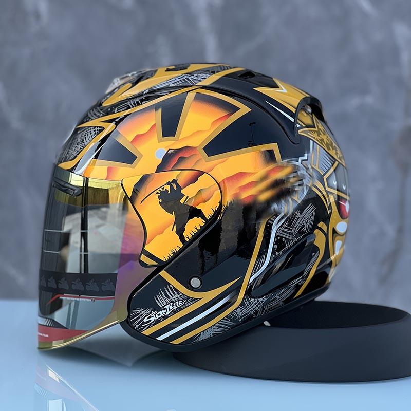 Summer Season Women and Men Helmet Half Helmet Motorcycle Capacete Safety Helmet Golden Bodyguard Helmet Casque ECE Approved