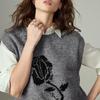 Women's Rose Jacquard Mohair Blend Knit Vest