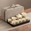 High-end Huang Ru Kiln Travel Kung Fu Tea Set Household Portable Cover Bowl Teacup Teapot Light Luxury Business Gifts