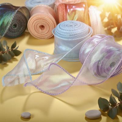 10Yards Fishtail Organza Ribbon Reflective Iridescent Wavy Edge Ribbon for Gift Wrapping DIY Bow Bouquet Voile Ribbons