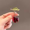 Red Sakura Brooch Women's Fruit Cherry Brooch Fashion Light Luxury Sweet Personality Pin Anti-light Buckle Suit Accessories