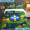 Custom Name Brazi Football Team 3PCS Bedding Set For Bedroom Dormitory,Including 1pc Duvet Cover And 2pcs Pillowcases Large size Fan gift