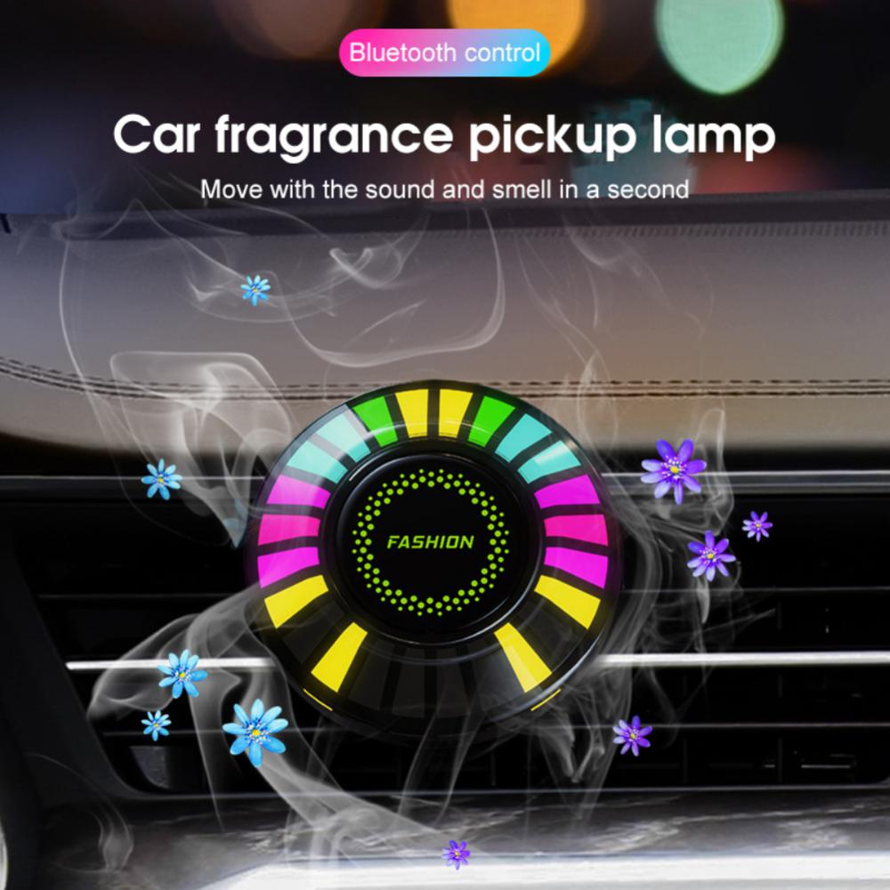 Car Music Rhythm Lamp Air Freshener RGB LED Strip Sound Control Voice Rhythm Atmosphere Light  256 Colors Option App Control