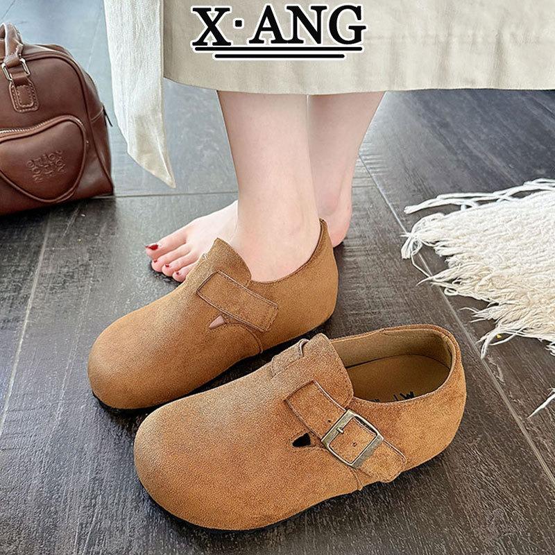 Cowhide version all-inclusive inner height-increasing women's shoes autumn new one-pedal soft-soled single shoes