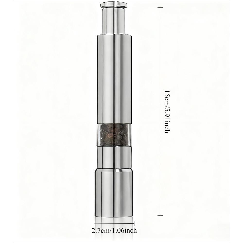 Salz- und Pfeffermühle Edelstahl Druckknopfmühle Modernes Design Daumenmühle für Schwarzen Pfeffer Meersalz Küchenwerkzeuge