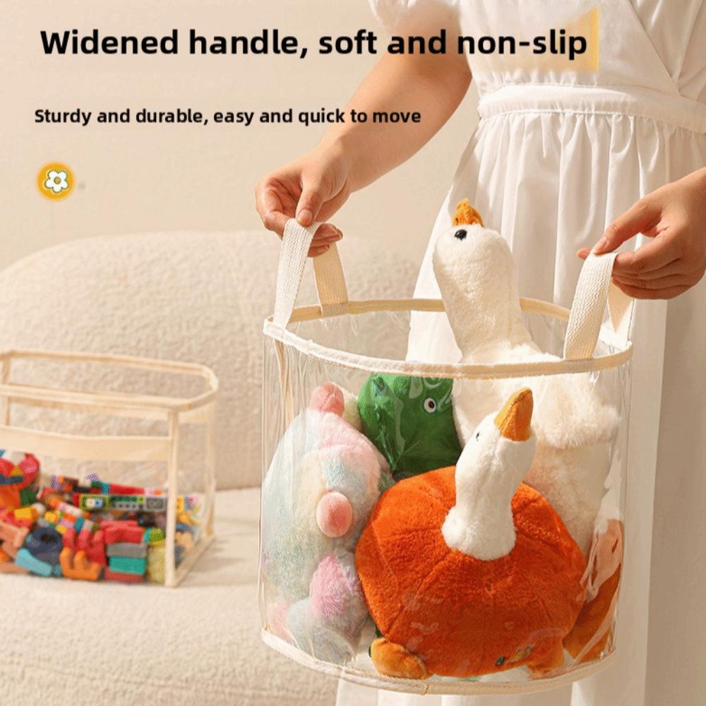 with Handle Doll Storage Basket PVC Stuffed Toys Organizer New Plush Toys Storage  Household Use