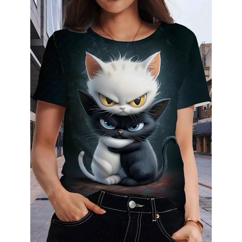 Streetwear Punk Style Graphic Tee Women - Comfortable Breathable Casual Round Neck Short Sleeve Top