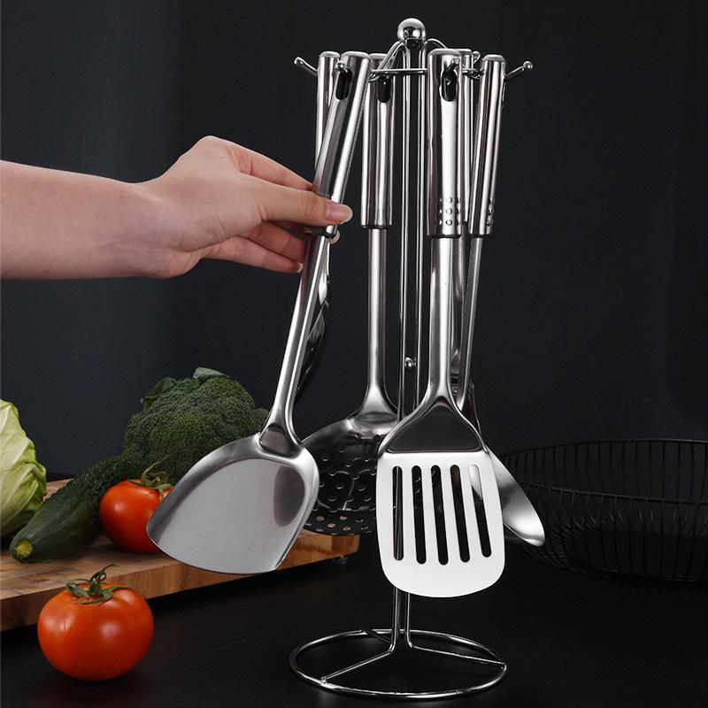 Stainless Steel Cookware Set: 1mm Thick, Includes Spatula, Frying Pan, Ladle, Nine Beads Design, Custom Logo Optional