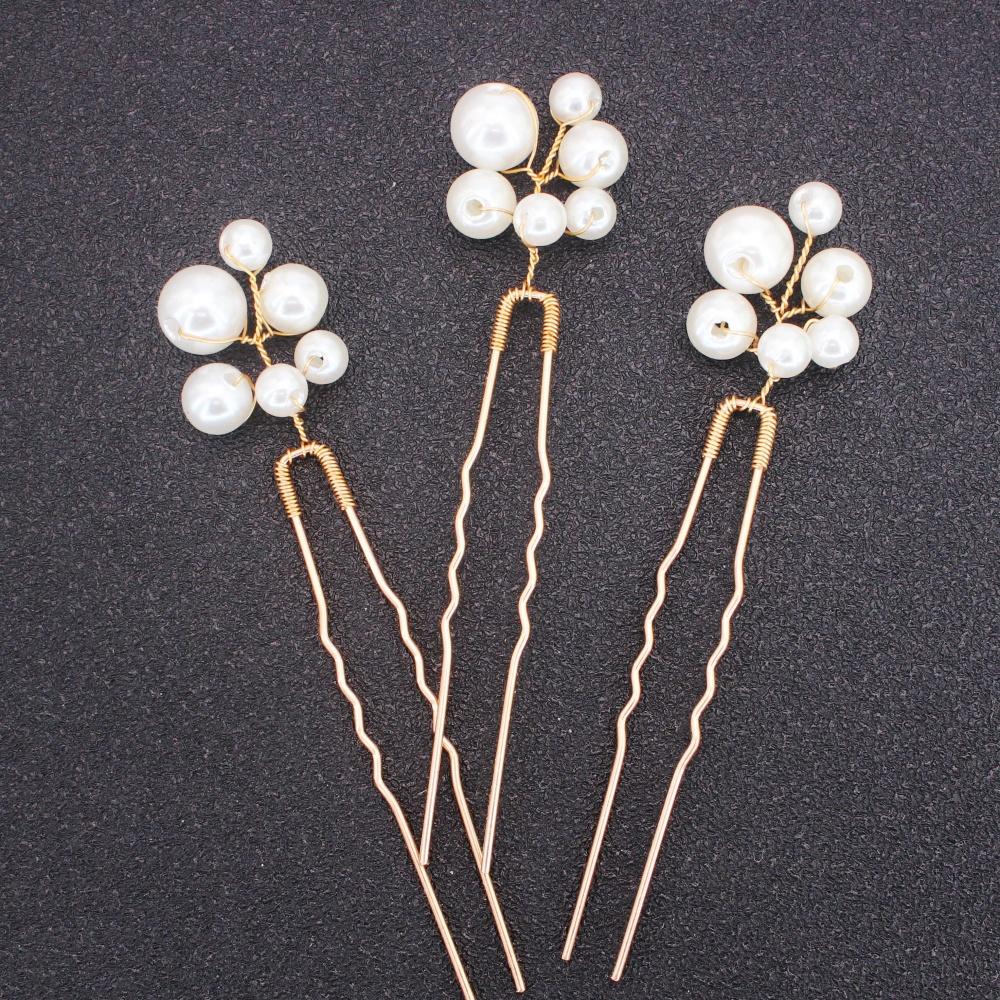 Simulated Pearls U-shaped Hair Pins Handmade Metal Clip Pins Women Girls Bridal Hair Accessories Wedding Hairstyle Design Tools