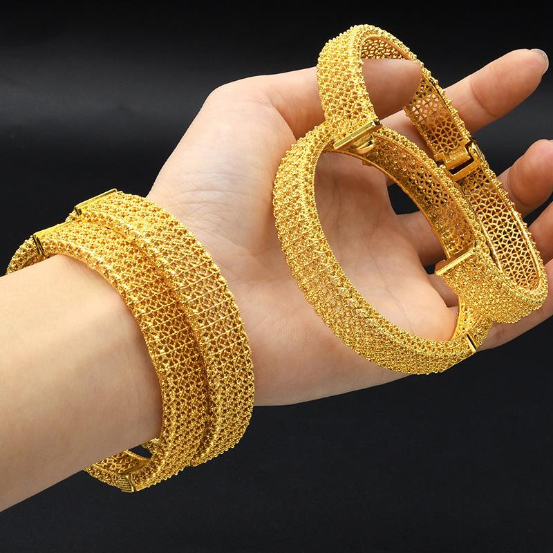 24K Gold Plated Dubai Bridal Bracelet Alloy Nigerian Ladies Sand Gold Bracelet Jewelry Bracelet 2026