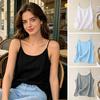 Dames Tops Spaghettibandjes Mouwloos Effen Kleur Camisole Losse Pasvorm Casual Basic Zomer Laagjes Shirt Dagelijkse Kleding