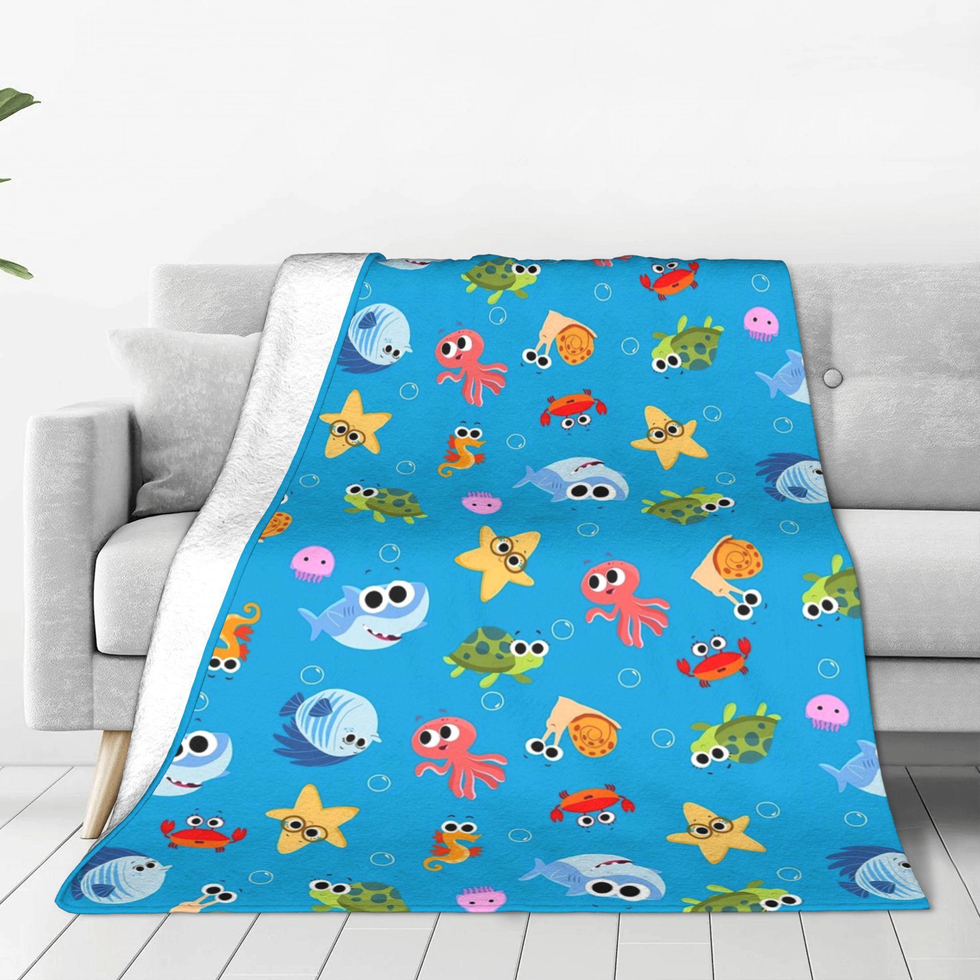 Exquisite Fashion Items Unisex Finny The Shark Blankets Portable Flannel Sofa Throw Blanket For Couch Bedding Outdoor Throws Bedspread Quilt