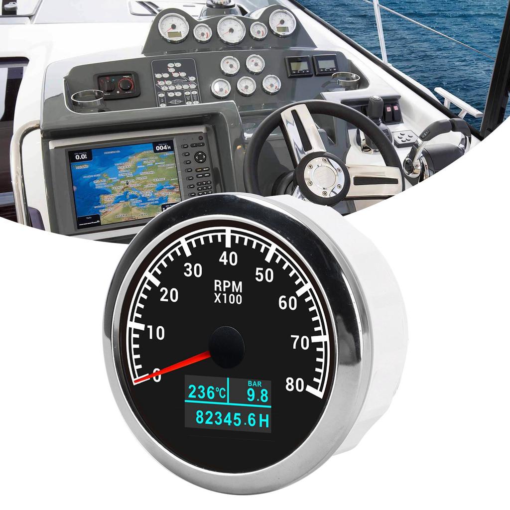 3 In 1 Tachometer Water Temperature Oil Pressure Cumulative Hour Display Pointer IP67 for Car Truck Ship