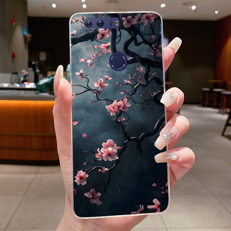 

For Huawei Honor 8 FRD-L29 FRD-L09 Case Cover Luxury Fashion flowers Butterfly Bumper Clear Soft TPU Silicone Jelly Phone Casing Honor 8