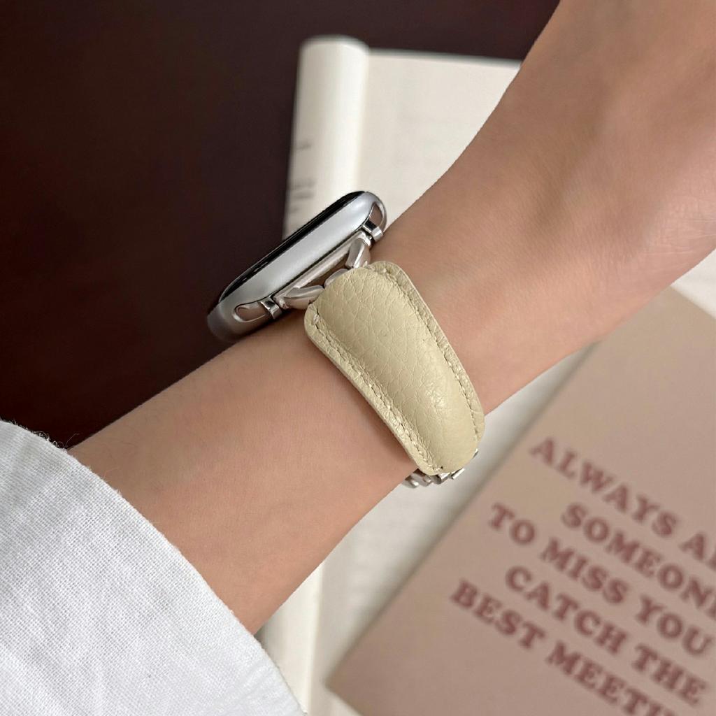 Watch Band For Apple Watch Series 10 Ultra 9 8 7 SE 6 5 4 3 2 1 46mm 49mm 45mm 44mm 42mm D-Shaped Buckle Leather Strap
