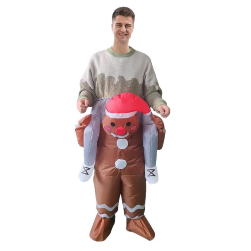 Costume gonfiabile di Babbo Natale, pupazzo di neve e renna di Halloween - Vestito Albero di Natale e omino pan di zenzero